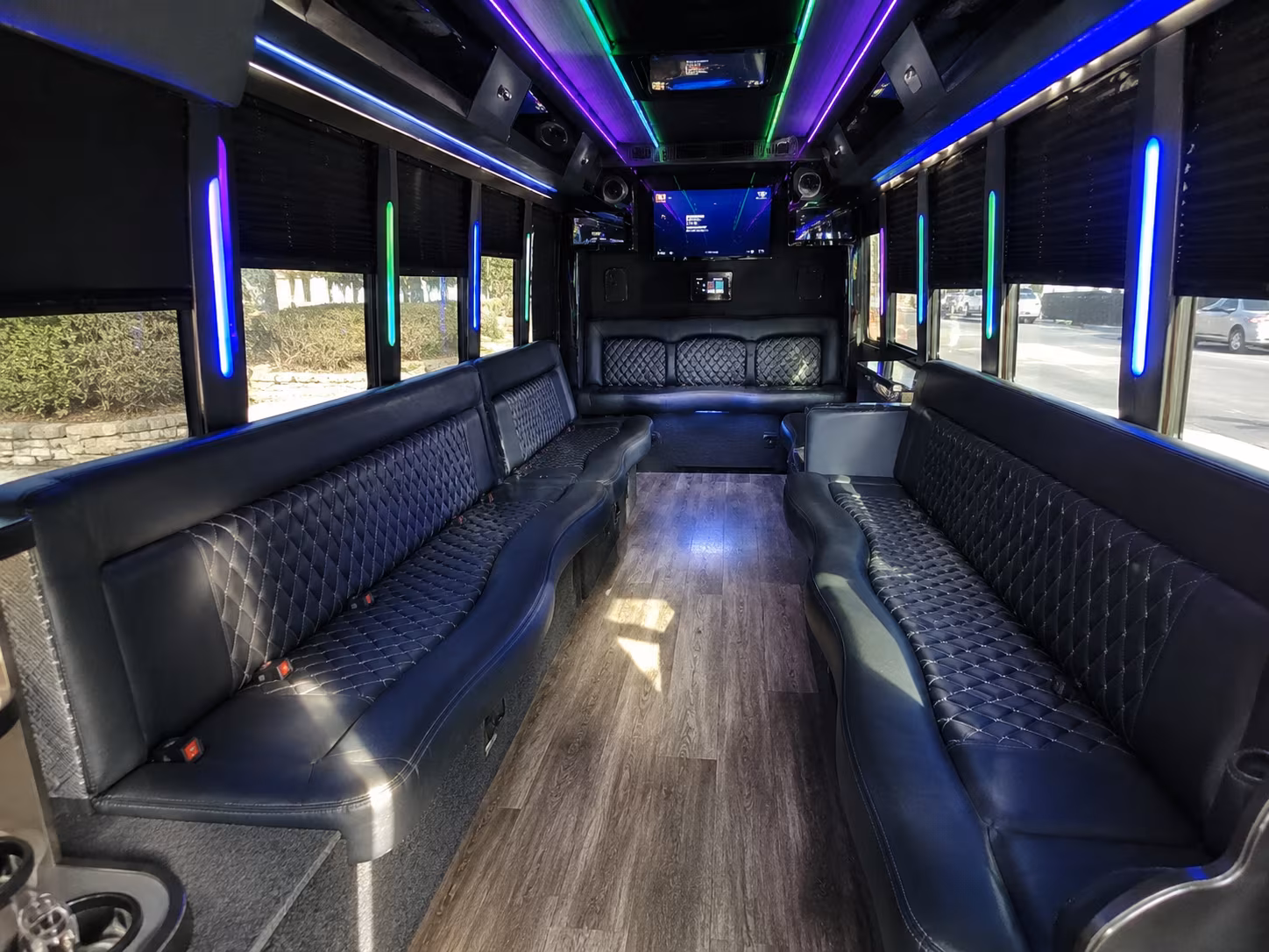 redondo beach 15 passenger party bus interior
